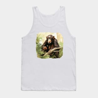 Cute Chimpanzee In Jungle Tank Top